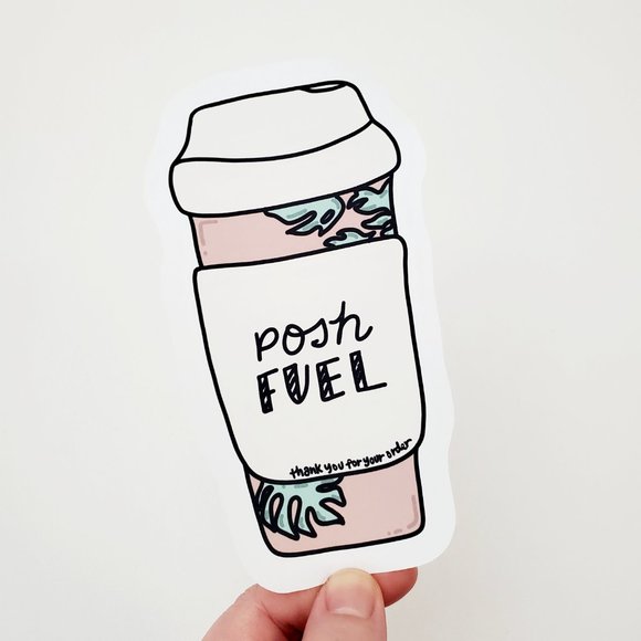 LoveBarbara Handbags - LB064  Posh Fuel Poshmark Sticker Sheets Coffee Tea Travel Cup [Price Firm]